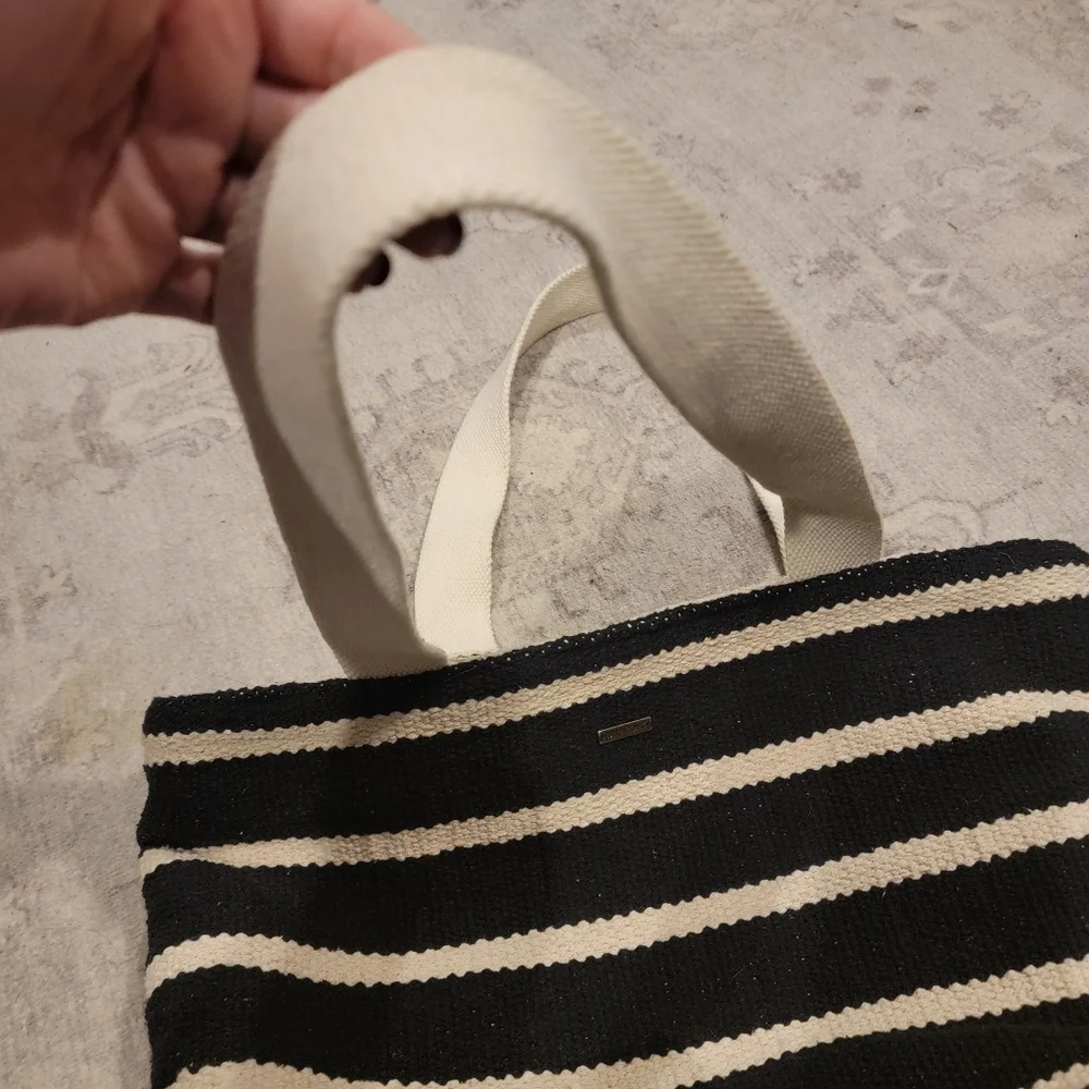 Billabong Woven Striped Black and Cream Tote Bag